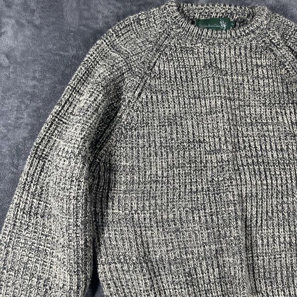 VTG 90s Fisherman Chunky Knit Crewneck Sweater Men’s L Knights Round Table Beige - Picture 10 of 12